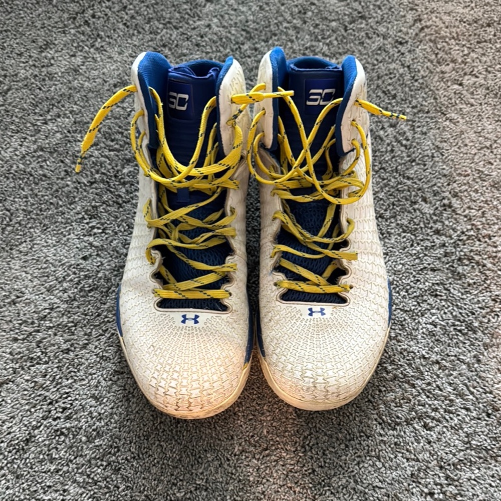 Under Armour Kids Basketball Shoes - White and Blue
